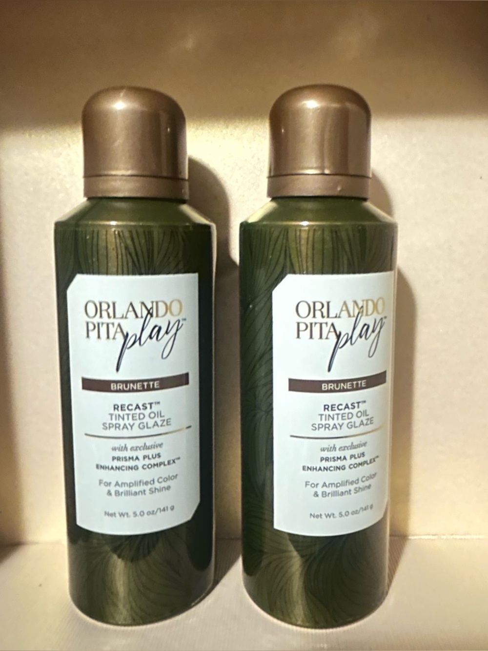 2 pk ORLANDO PITA PLAY BRUNETTE RECAST TINT OIL SPRAY GLAZE 5.0 oz / 141 g - Picture 4 of 5